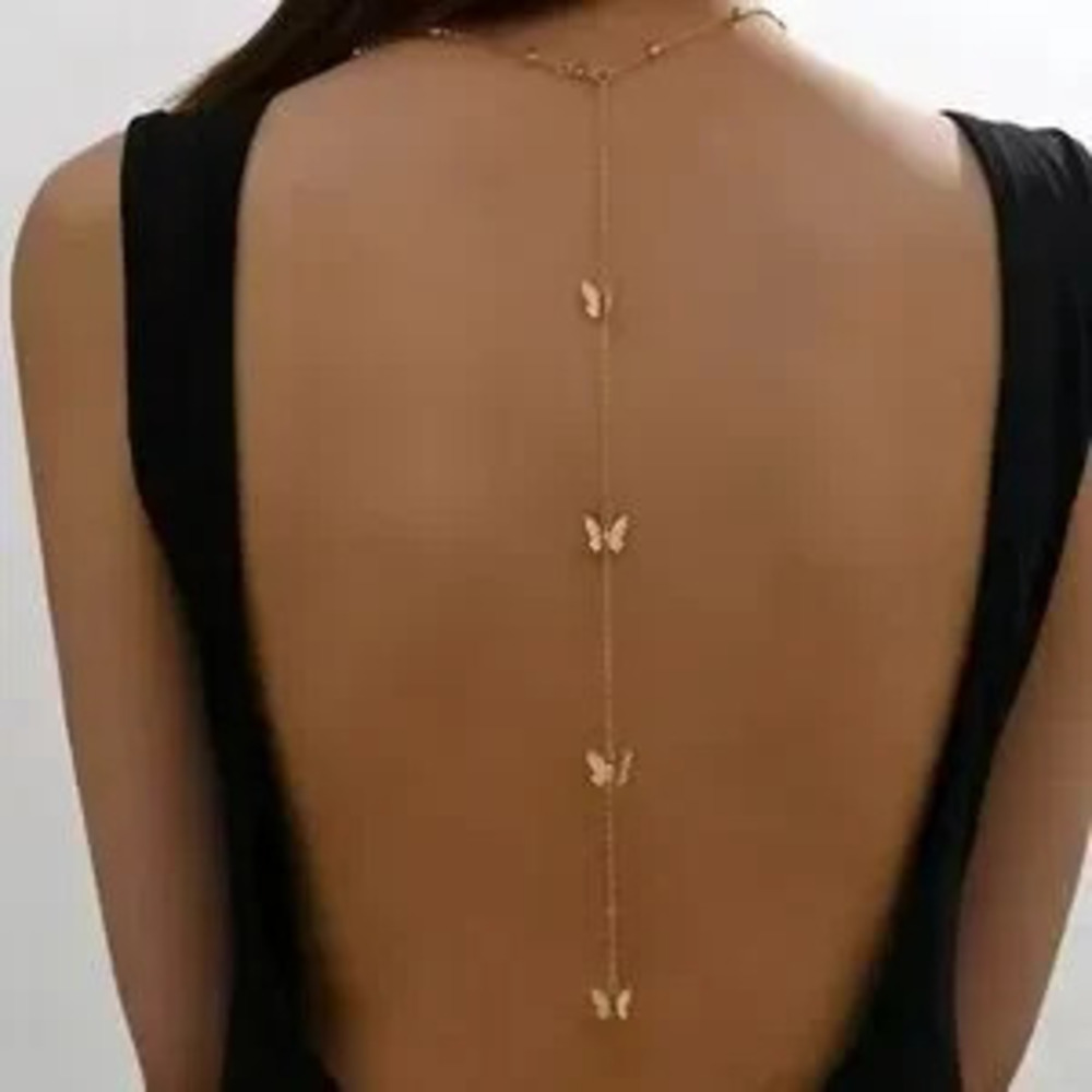 Butterfly Back Drop Chain Necklace